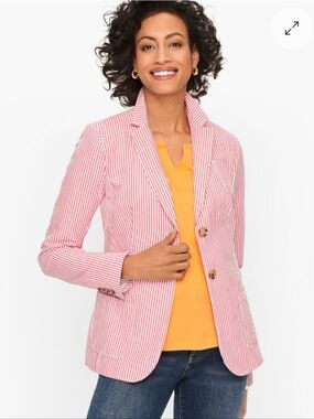 NWOT Talbots Coral & White Seersucker Blazer